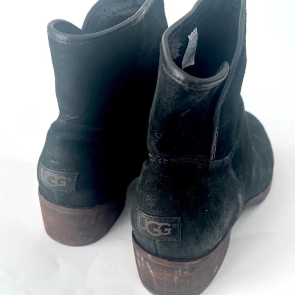 Ugg Black Suede darling Ankle Boots Size 10 - Picture 3 of 5
